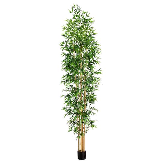 11ft. Green Artificial Bamboo Tree with Real Bamboo Trunks